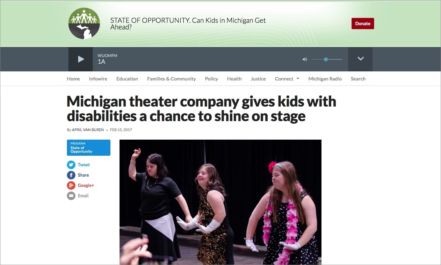 screenshot of michigan radio webpage with article