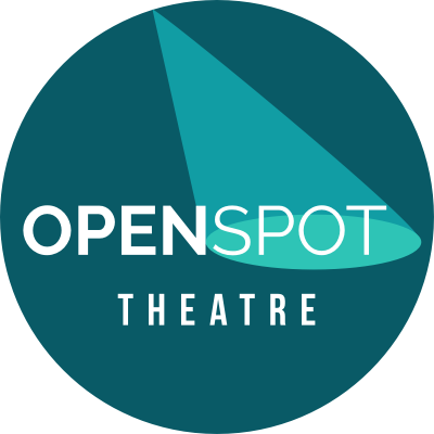 OpenSpot Theatre circle logo in three turquoise shades
